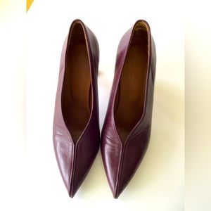 COS BURGUNDY LEATHER POINTY TOE PUMP